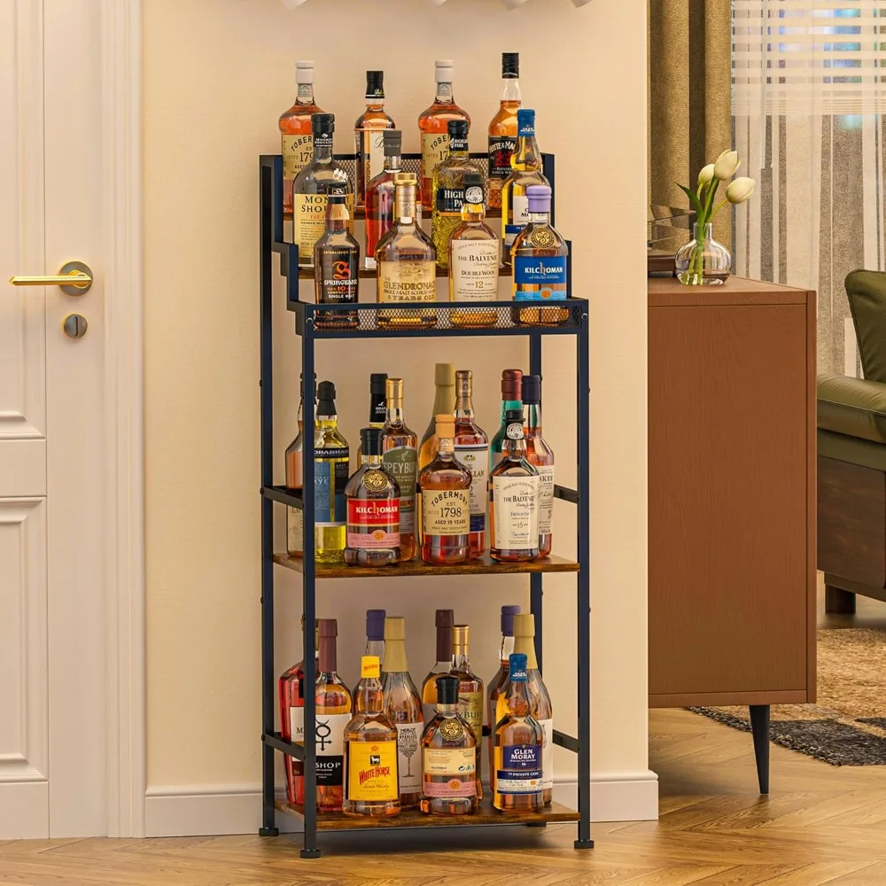 Wine Cabinets,Trapezoid Wine Racks Freestanding Floor,Large-Capacity Liquor Bottle Display Shelf for Living Rooms