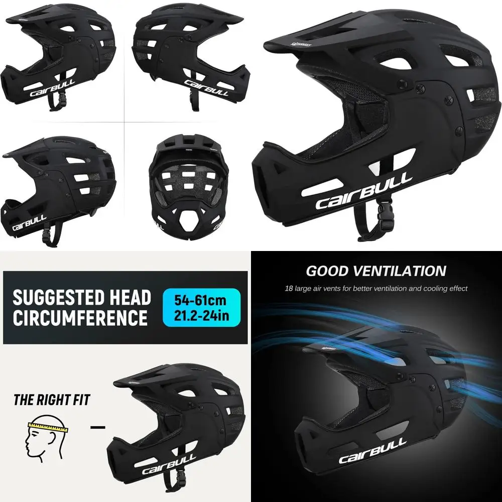 

Full-Face Adult Cycling Helmet with Removable Chin Guard & Visor, Fits 54-61 cm for Mountain Biking