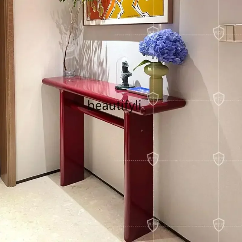 

zq1Italian minimalist entrance table strip case entrance cabinet red light luxury end-view table
