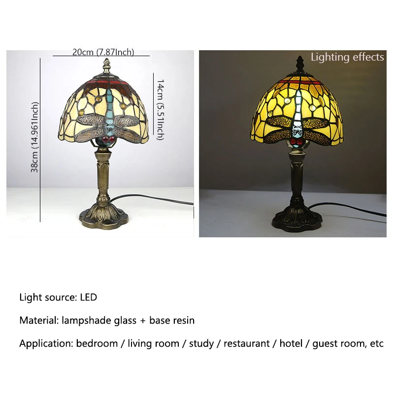 TYLA Tiffany Glass Table Lamp LED Creative Color Butterfly Pattern Desk Light Decor For Home Living Room Bedroom