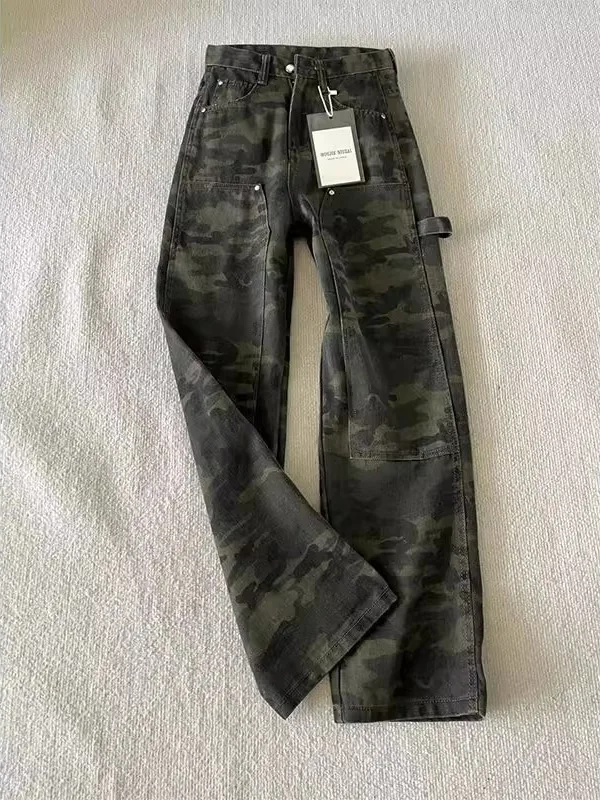 

Cleanfit Men's Camouflage Denim Workwear Pants Straight Leg High Waist Vintage American Sle Spring Autumn New Arrivals