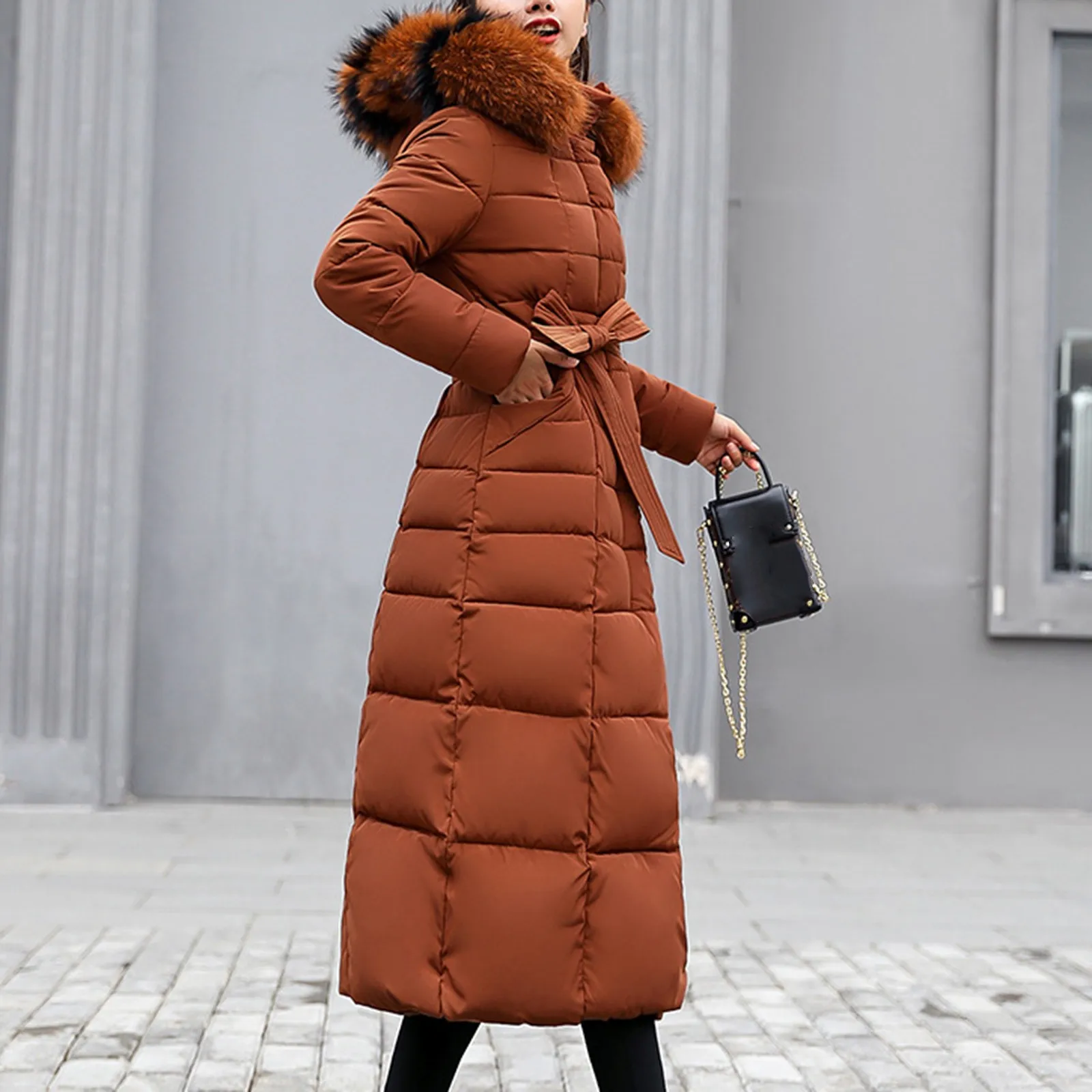 Winter Coat for Women 2024 New in Long Parkas Korean Fashion Edition Belted Slim Fit Cotton Jacket Padding Warm Woman Clothing