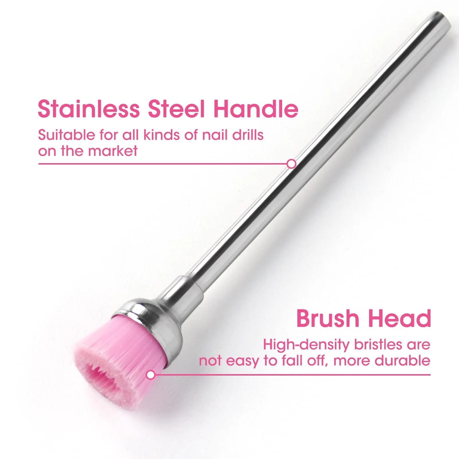 2PCS Nail Cleaning Brushes Set Nail Dust Clean for Nail Drill Machine 3/32" Shank Manicure Pedicure Nails Accessories