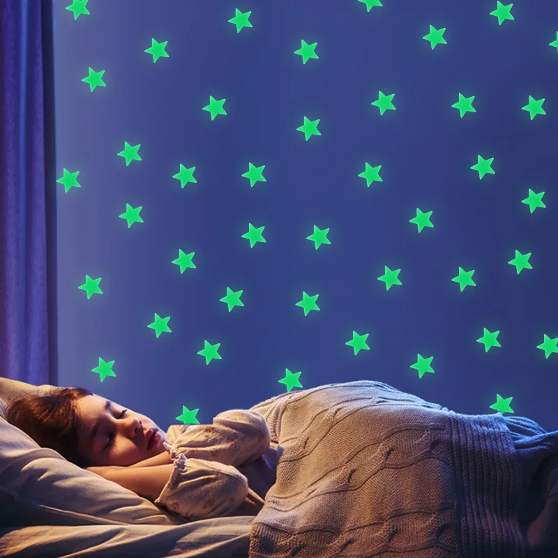 100pcs Glow in the Dark Star Wall Stickers Luminous Fluorescent Star Stickers Bedroom Ceiling Kids Baby Rooms Home Decor Decals