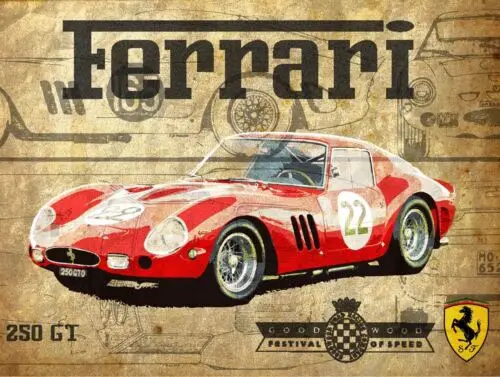 1 pcs,Ferrari 250 GT Retro Metal Wall Plaque Art Vintage Advertising Sign man cave