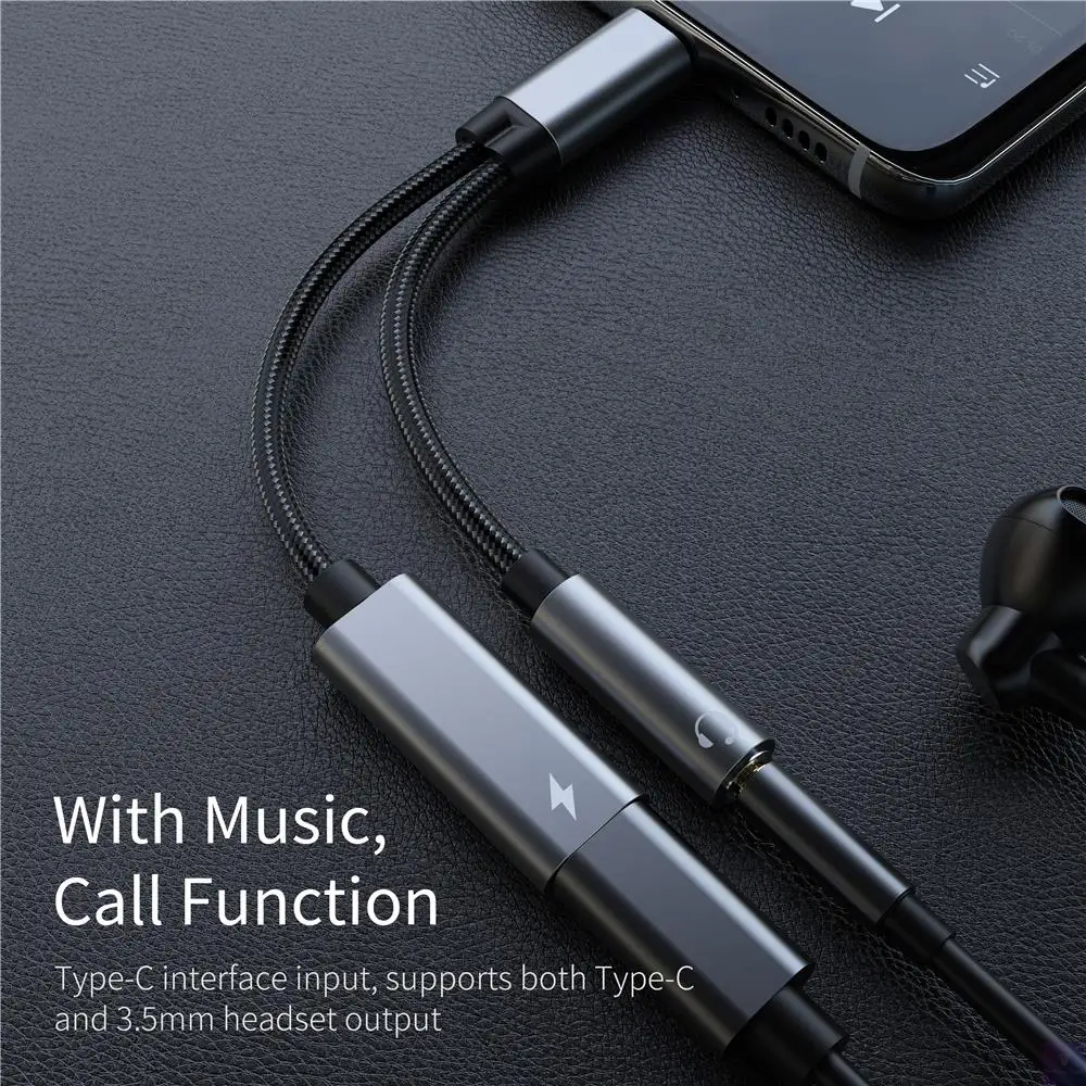 2 in 1 USB-C to 3.5mm Headphone Amp Charging Adapter Splitter DAC AUX PD Fast Charge Cable for MacBook iPad Pro SAMSUNG S20 HIFI