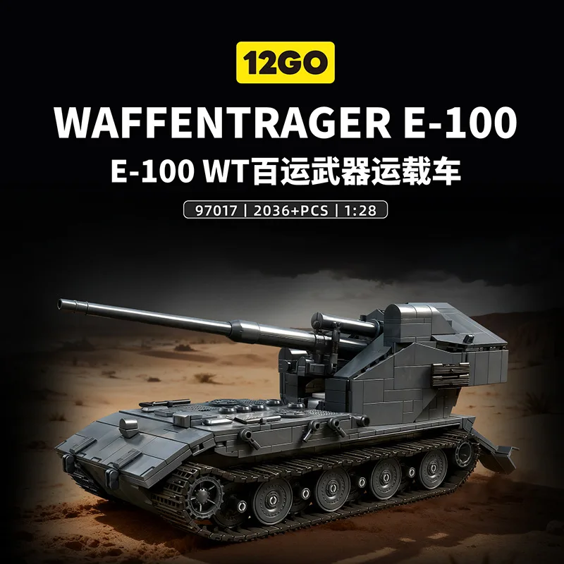 

IN STOCK 1:28 Ww2 Military E100WT Transport Vehicle Building Blocks Model Tank Bricks Assembling Kids Toys Christmas Gift Set