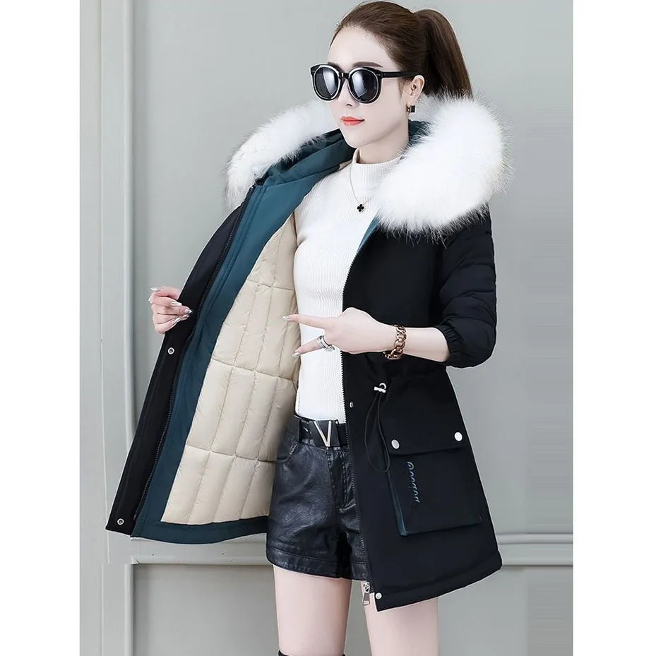 New Thicke Overcoming Women Parkas Fashion Korean Down Cotton Coat Winter Jacket Mid Length Outerwear Female Windbreakers