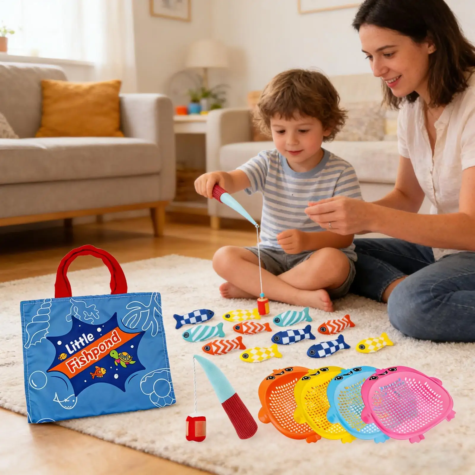 Cloth Fishing Game For Kids Fabric Educational Safe Interactive Sorting Learning Kids Sensory Toys For Prechoolers Kindergarten