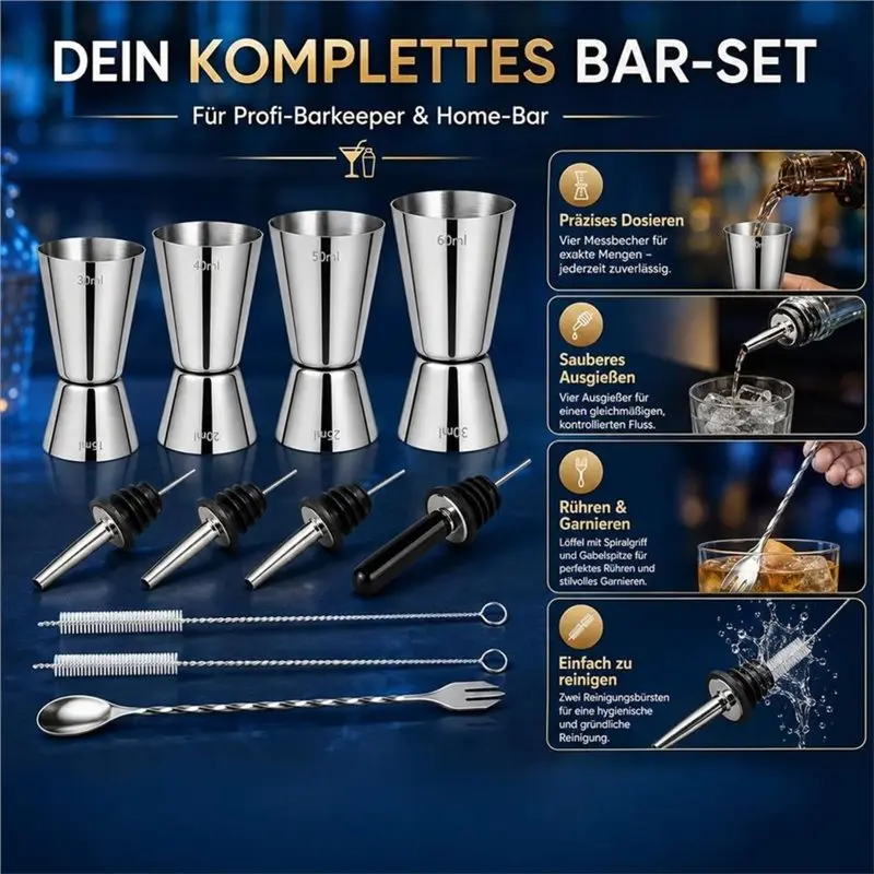 ABKP-Cocktail Measuring Cups 3Cl/4Cl/5Cl/6Cl Double Size Stainles Steel Cocktail Jigger With Pourers,For Bar For Party Home