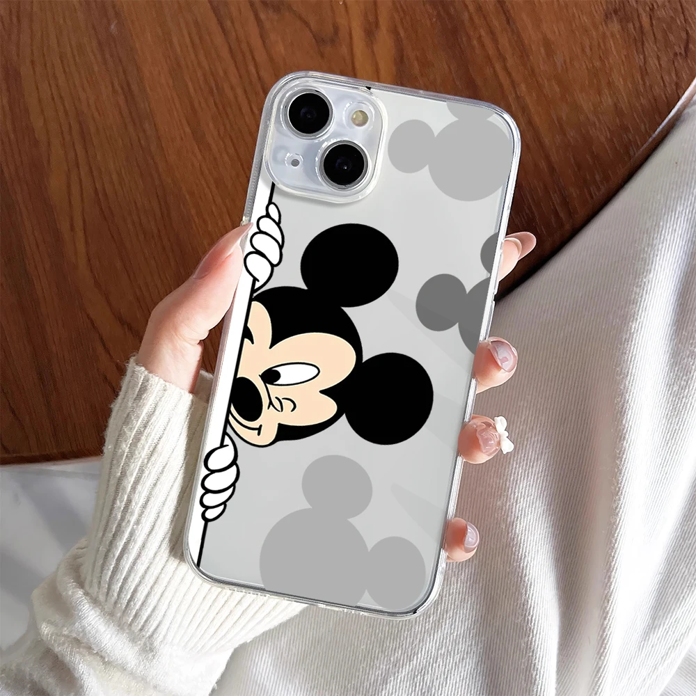 MINISO M-Minnie M-Mickey Mouse Cute Couple Phone Case For iPhone 11 13 16 15 14 12 Pro Max Plus Clear Transparent Soft Shell