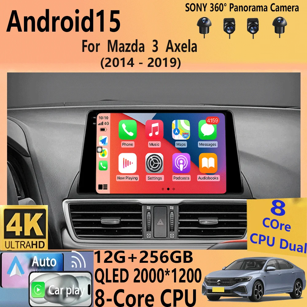 

Car Radio Android 15 Carplay For Mazda 3 Axela 2014 -2019 Navigation GPS Multimedia video Player WiFi+4G stereo BT