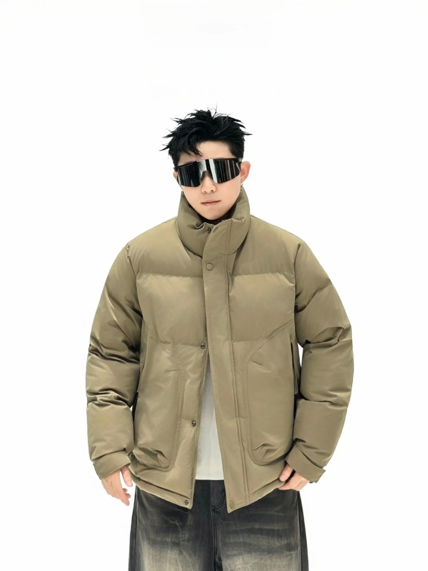 

Winter New Loose Fit Cotton Jaet Stand Collar Couple Sle Thiened Warm Outdoor Workwear Cotton Insert Jaet for Youth