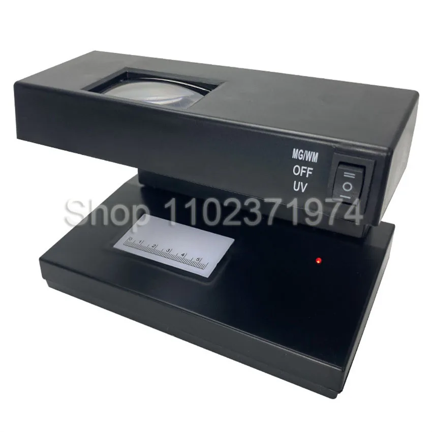 Portable Ultraviolet Purple Counterfeit Money Bill Detector Banknotes Cash Currency Desktop UV Light Magnifier Checker