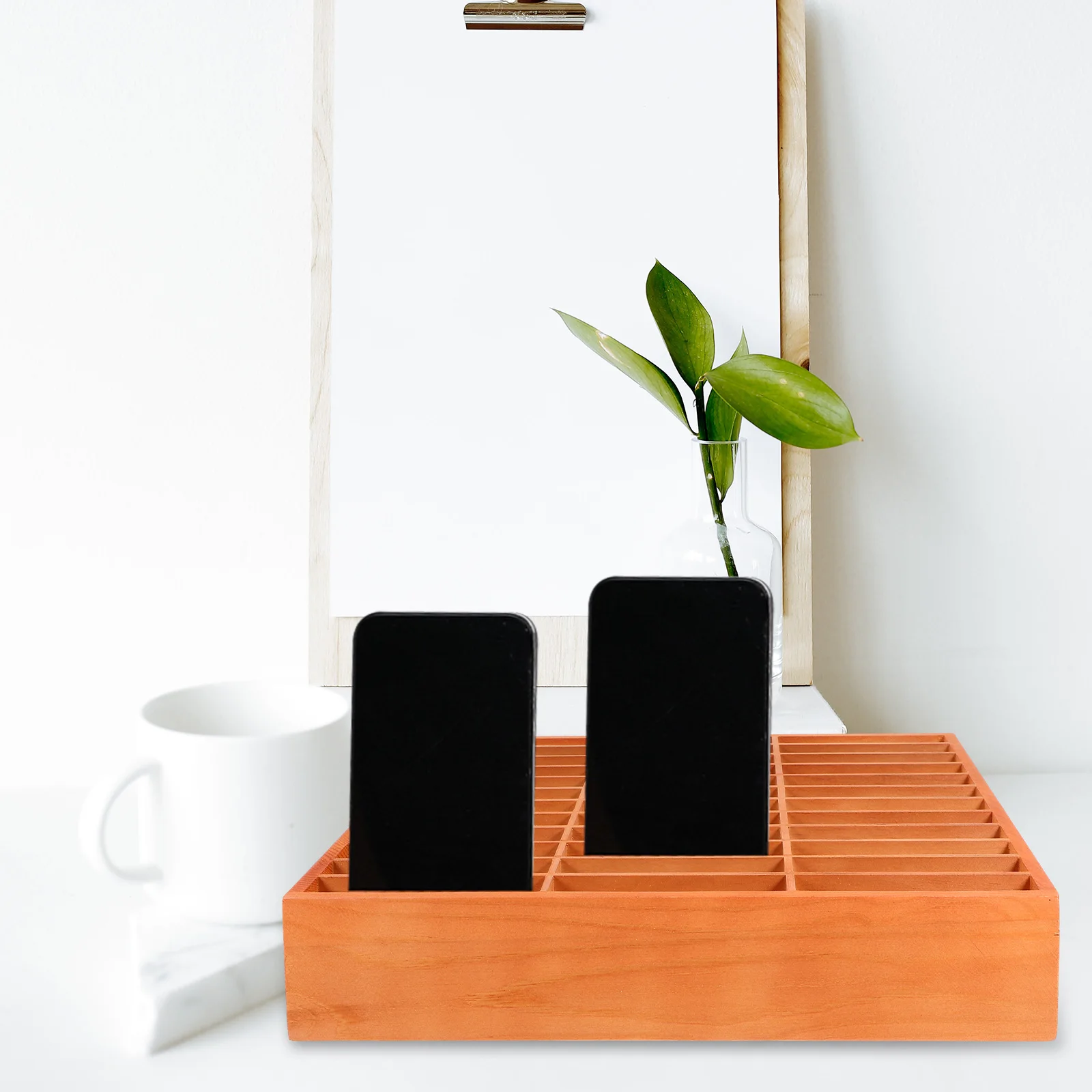 

Wooden Phone Storage Box 36 Compartments Retro Color Desk Organizer for Office School Classroom Table Top Container