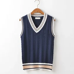 Men's Clothing Sleeveless Knit Sweater Male Vest Striped Red Waistcoat Korean Fashion Winter 2025 Autumn Mode Knitwears Trend A