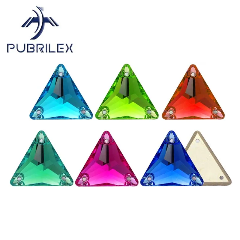 PUBRILEX K9 Strass Edges Triangle Rhinestones Chamfered Glass Decoration Appliques for Garment Wedding Dresses And Clothing