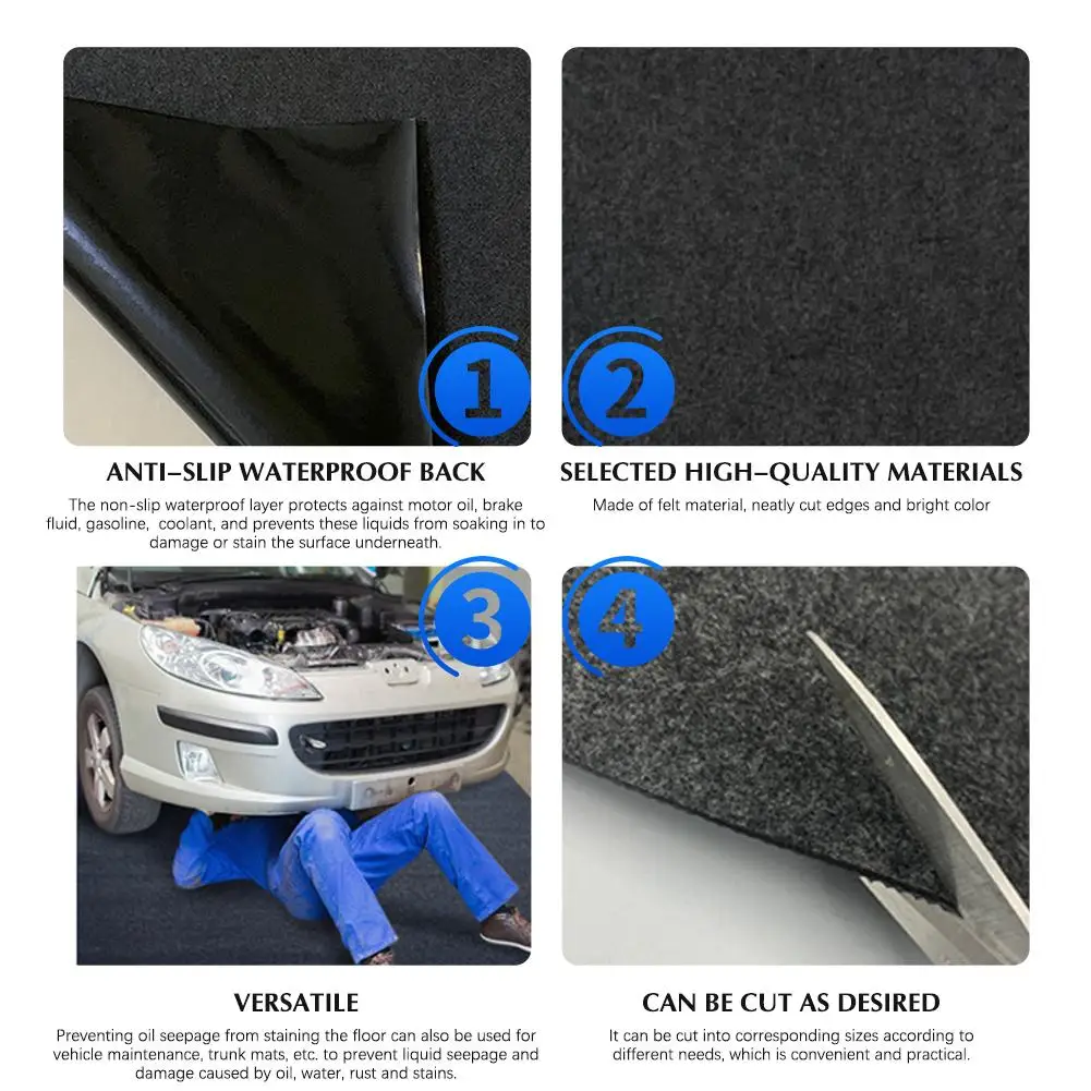 1/2pc Oil Collection Mat Garage Floor Oil Mat Robust Protective Car Maintenance Mat Oil Felt Mat Protective Waterproof 36*60inch