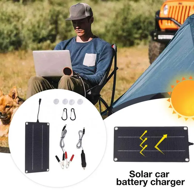 Solar Car Battery Charger 12V/24V Waterproof Solar Battery Maintainer Plug And Play Solar Panel Trickle Charging Kit Accessories