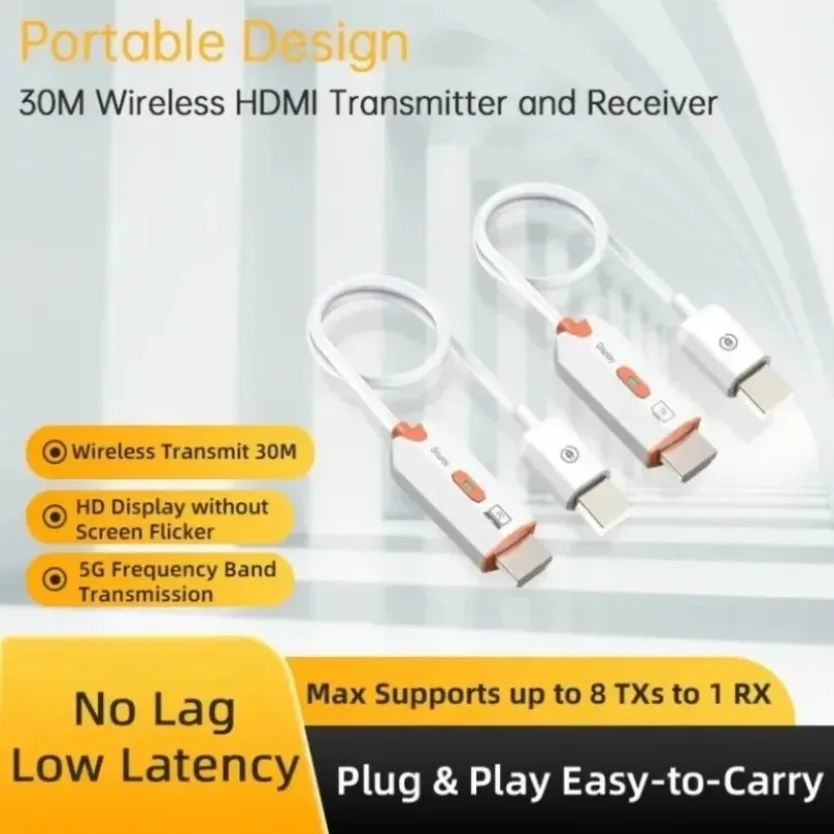 30M 5.8G 1080P HDMI 호환 무선 비디오 송수신기, HDTV/프로젝터/노트북용 Type-C 포트 무선 어댑터