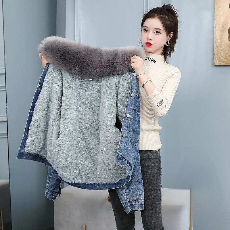 Coats Jean Jackets Women 2024 Winter Denim Jacket Designer Very Warm Latest Fashion High Quality Woman Coat Overcoat Cowgirl