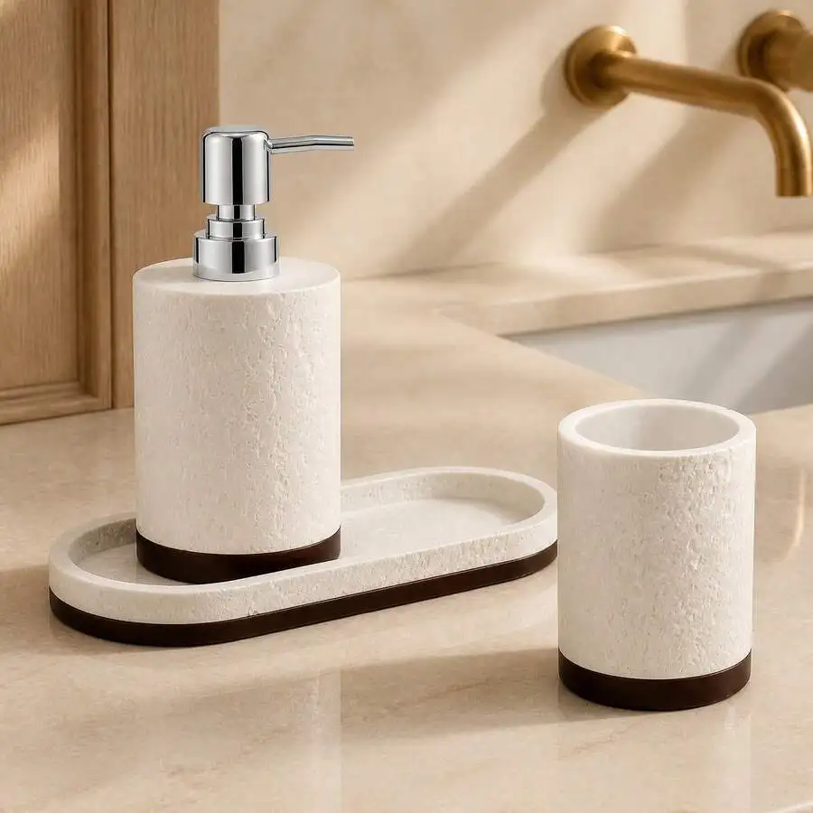 Bathroom Accessories Set, Multiple Combination Kits Suitable For Various Bathroom Sink Scenarios, Artificial Stone Color Block S