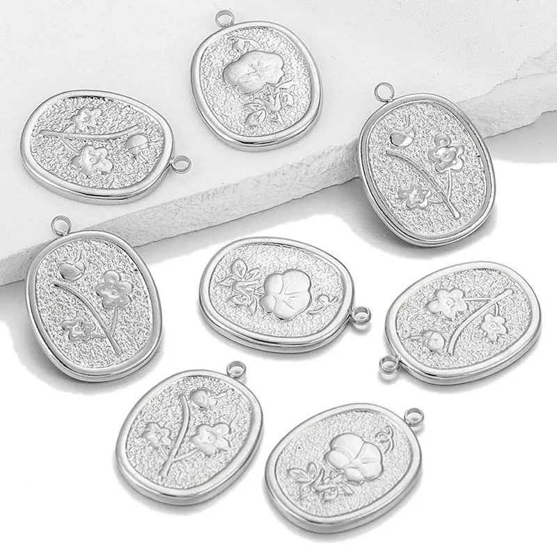 

5Pcs/Lot Stainless Steel Flowers Charms Plated Floral Pendants DIY Necklace Earrings Jewelry Making Findings Women Girls Gifts