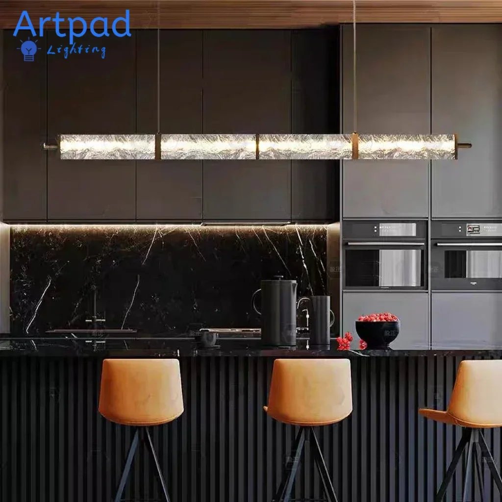 Restaurant Pendant Light Long 120cm 150cm 180cm Striped Acrylic Lampshade Led Hanging Light Living Dining Room Pendant Lamp