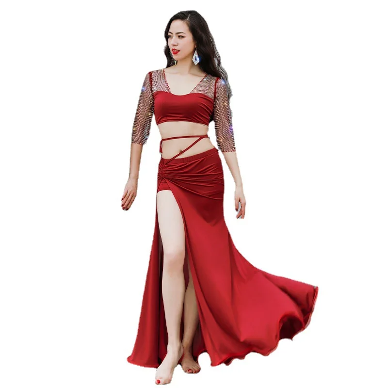New Belly Dance Wide-leg Pants Two-color Double-layer Split-ended Dance Pants Body Rhyme Training Modern Dance Practice Clothes