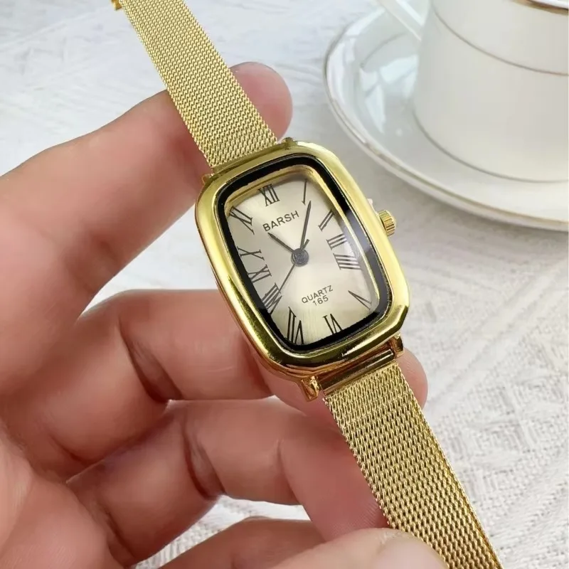 Montre à quartz réglable pour femme, bracelet en acier inoxydable, montre-bracelet à cadran romain, cadeau de luxe pour femme, livraison directe