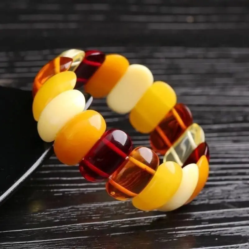 Fashion amber beeswax single-circle hand row, suitable for daily wear and wearing jewelry second-generation handicrafts