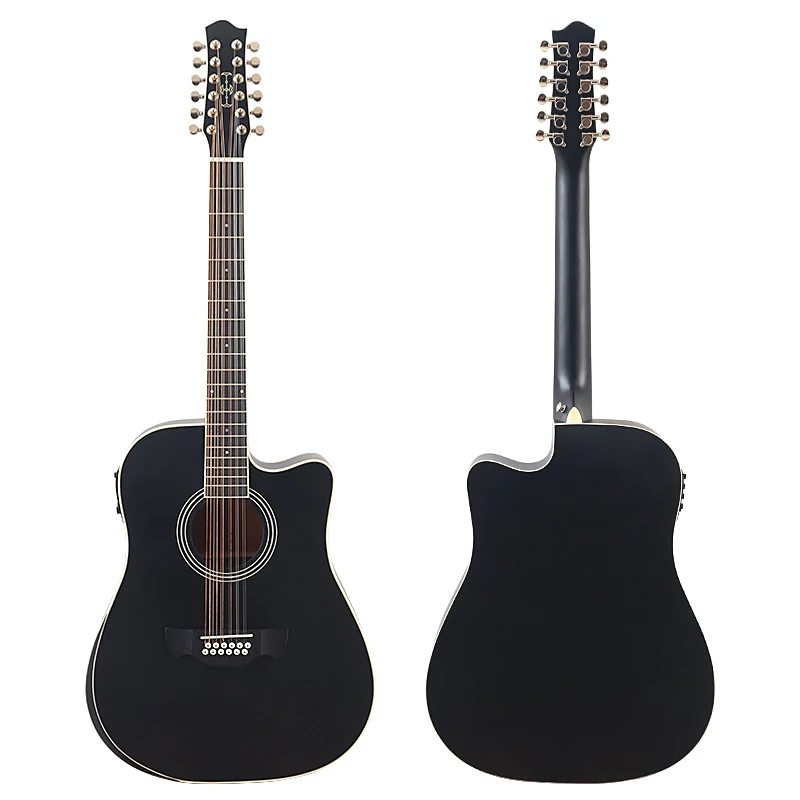 High Grade 12 Strings Electric Acoustic Guitar 41 Inch Cutaway Folk Guitar With Radion Corner Good Handicraft