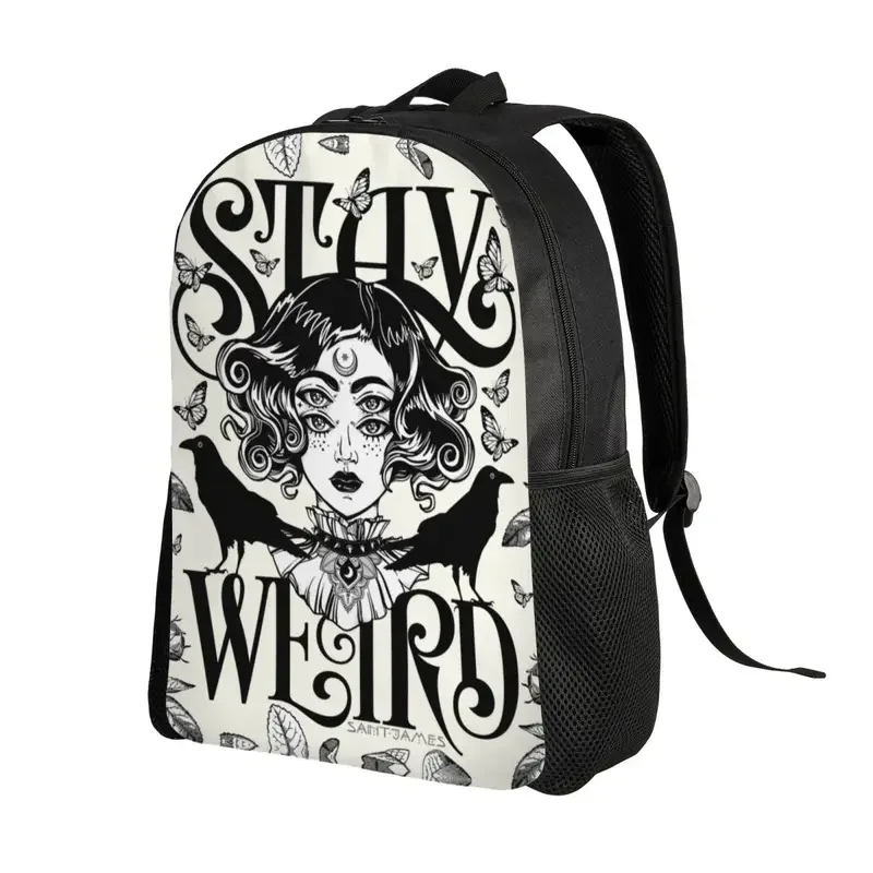 Personalized Stay Weird Backpack Women Men Basic Bookbag for School College Halloween Witch Bags