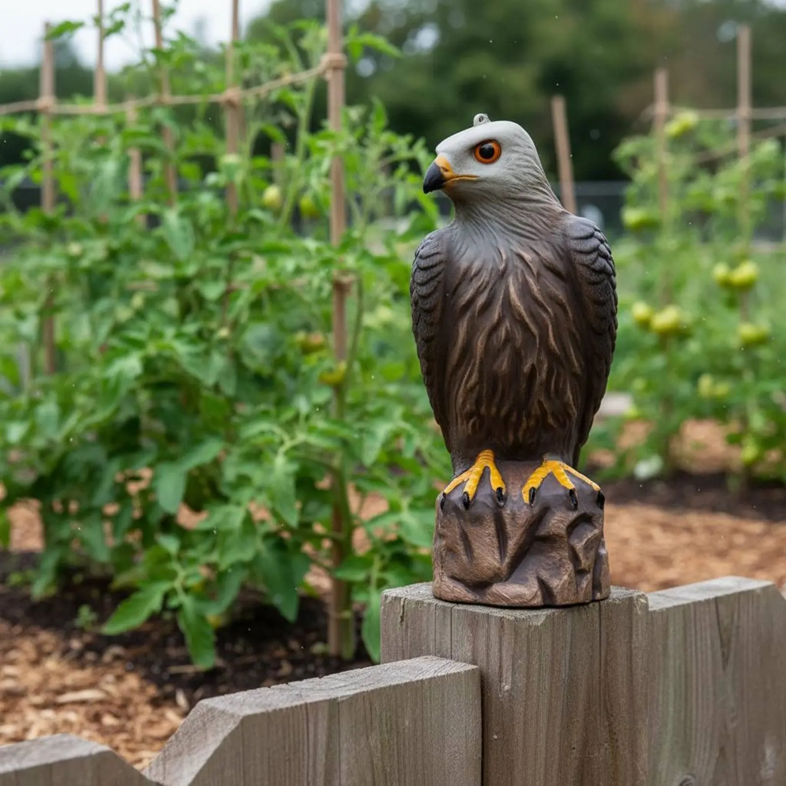 Realistic Garden Guardian Sculpture Statue Long-Lasting Realistic Raptor Statue Fake Raptor Decoy Weatherproof Device Colorfast