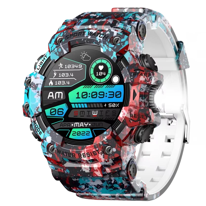 Inteligentny zegarek wodoodporny męski kompas sportowy latarka LED Smartwatch tętno zdrowie monitor snu zegarek Bluetooth SOS LC21