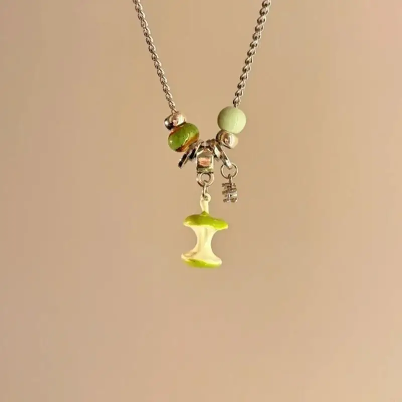 Fruit Pendant Necklace With Bead Detail and Adjustable Collarbone Chain