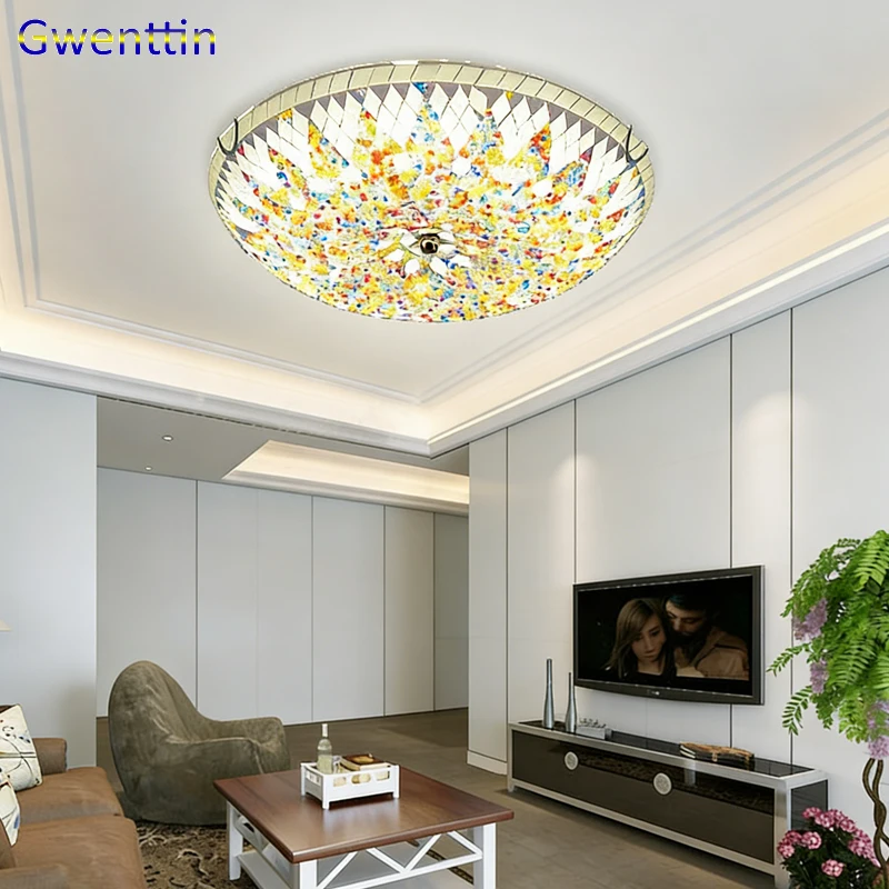 Mediterranean Sea Ceiling Light Handmade Glass Art Lighting Fixture Home Decor Chandelier Living Room Bedroom Lamp LED Luminaria