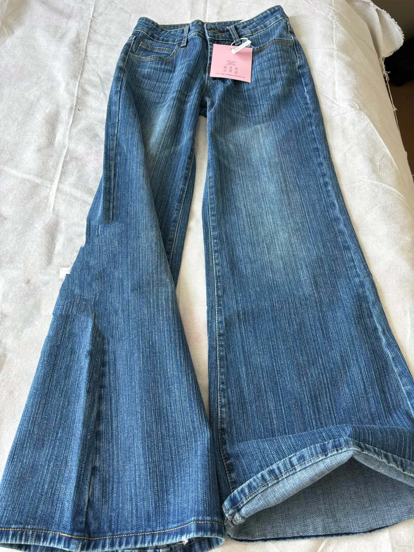 

Slimming Straight Leg Blue Jeans Women's High Waist Bootcut Pants American Style Casual Comfortable Slim Fit Wide Leg Trousers