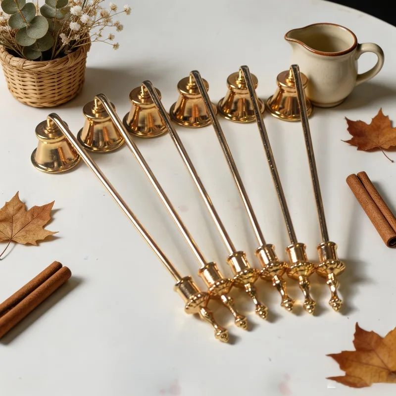 6pcs Retro Candle Snuffer Multi-Colors Bell-shaped Metal Candle Extinguisher / Snuffer Bell Aromatherapy Tools Home Xmas Decor