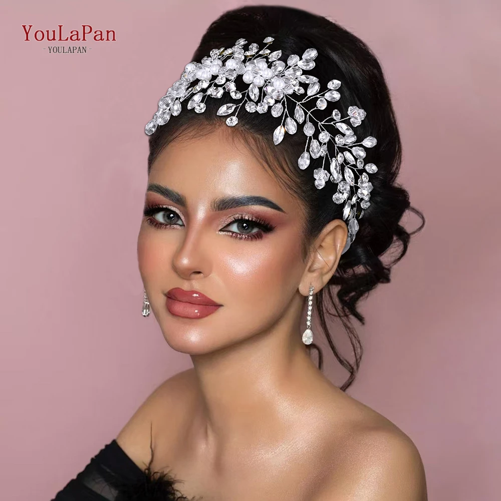 

YouLaPan Silver Color Crystal Rhinestone Hair Band Wedding Headband For Bride Banquet Women Headpieces Hair Jewelry HP834