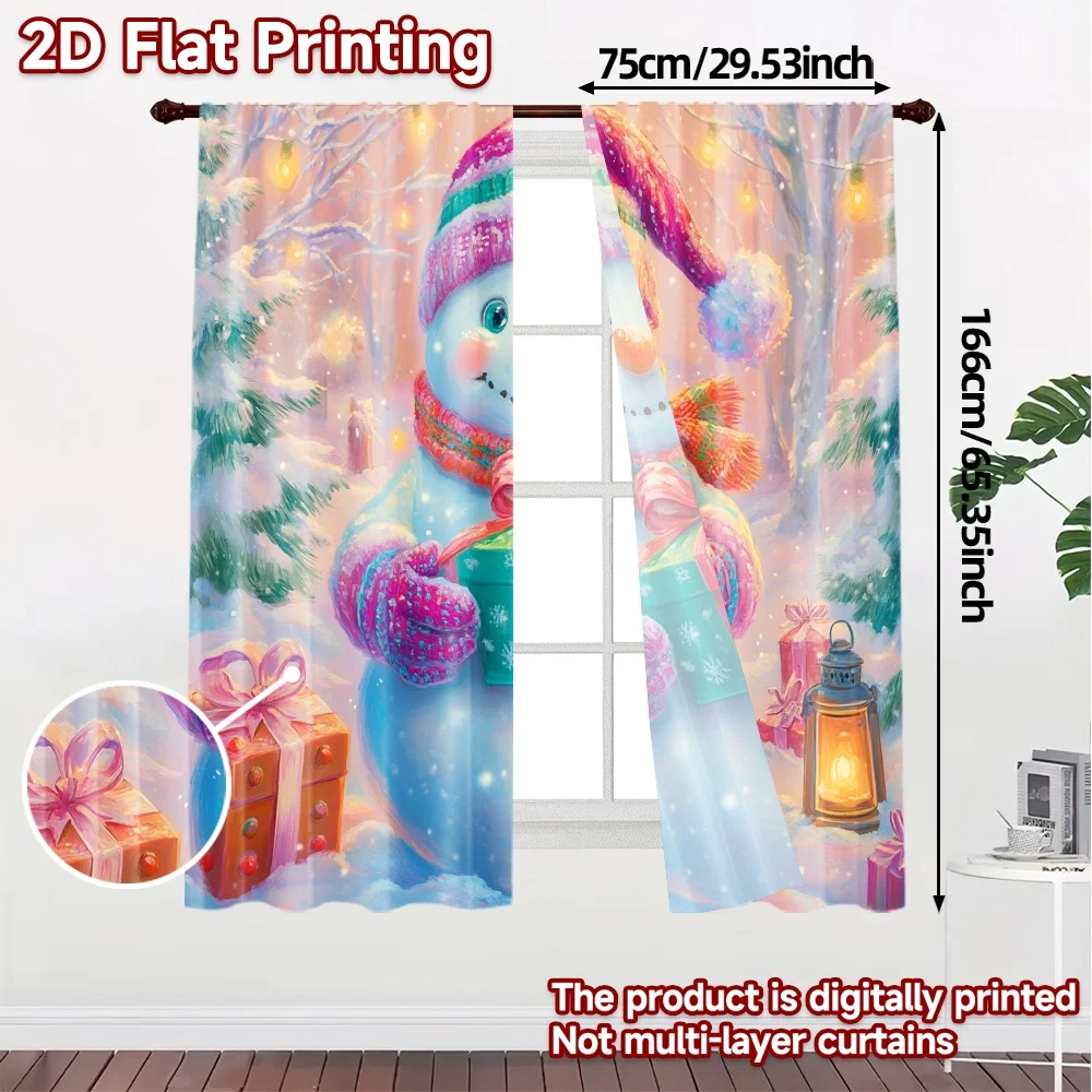 2pcs,Curtains Cute Snowman Gifts Winter (3) Popular Curtains&Drapes Durable 100% Polyester Fabric Curtains Outdoor Decorations