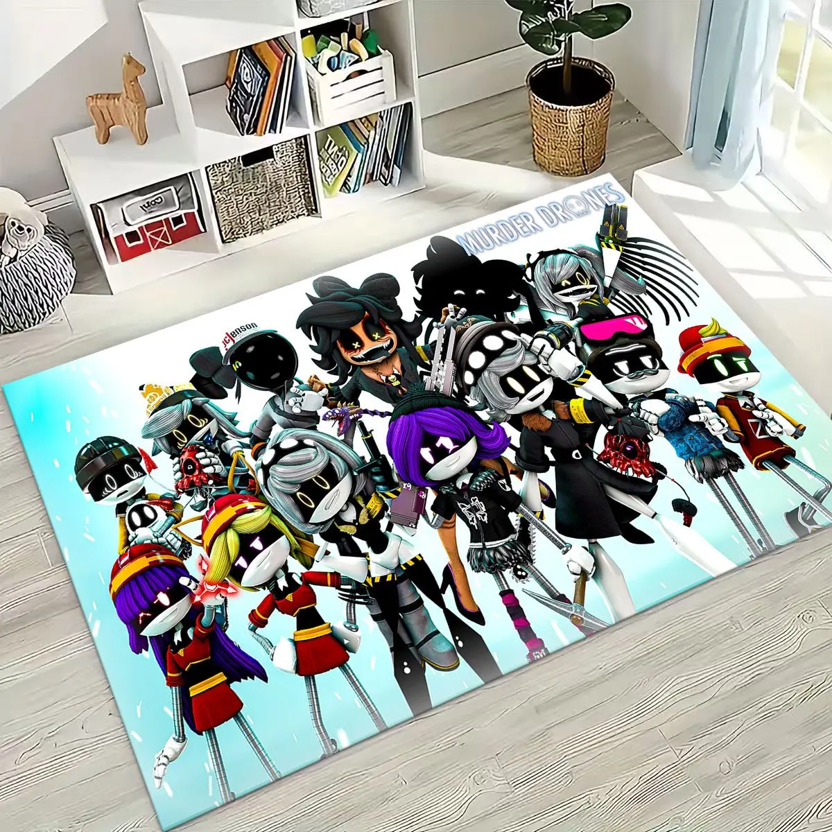 الكرتون القتل الطائرات بدون طيار Uzi روبوت الفن البساط لغرفة النوم غرفة المعيشة أريكة المنزل ممسحة ديكور ، كبير أطفال اللعب سجادة أرضية غير قابلة للانزلاق