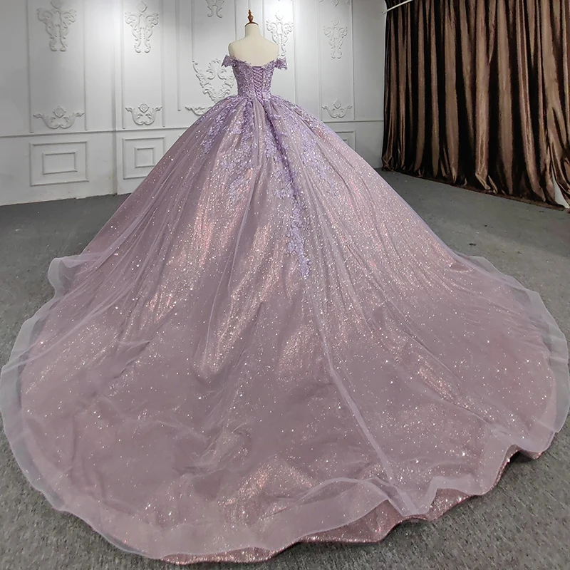 Quinceanera Dresses Ball Gown Crystal Vestidos De 15 Años Flowers Purple Sweetheart Beading DY9953 Evening Party Dress 2022