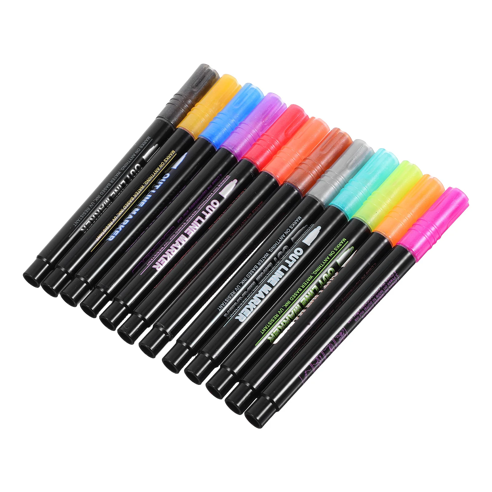 

12pcs Silver Multicolor Glitter Pens Fine Tip Coloring Art Drawing Doodling Craft Kids Shimmer Supplies Metallic