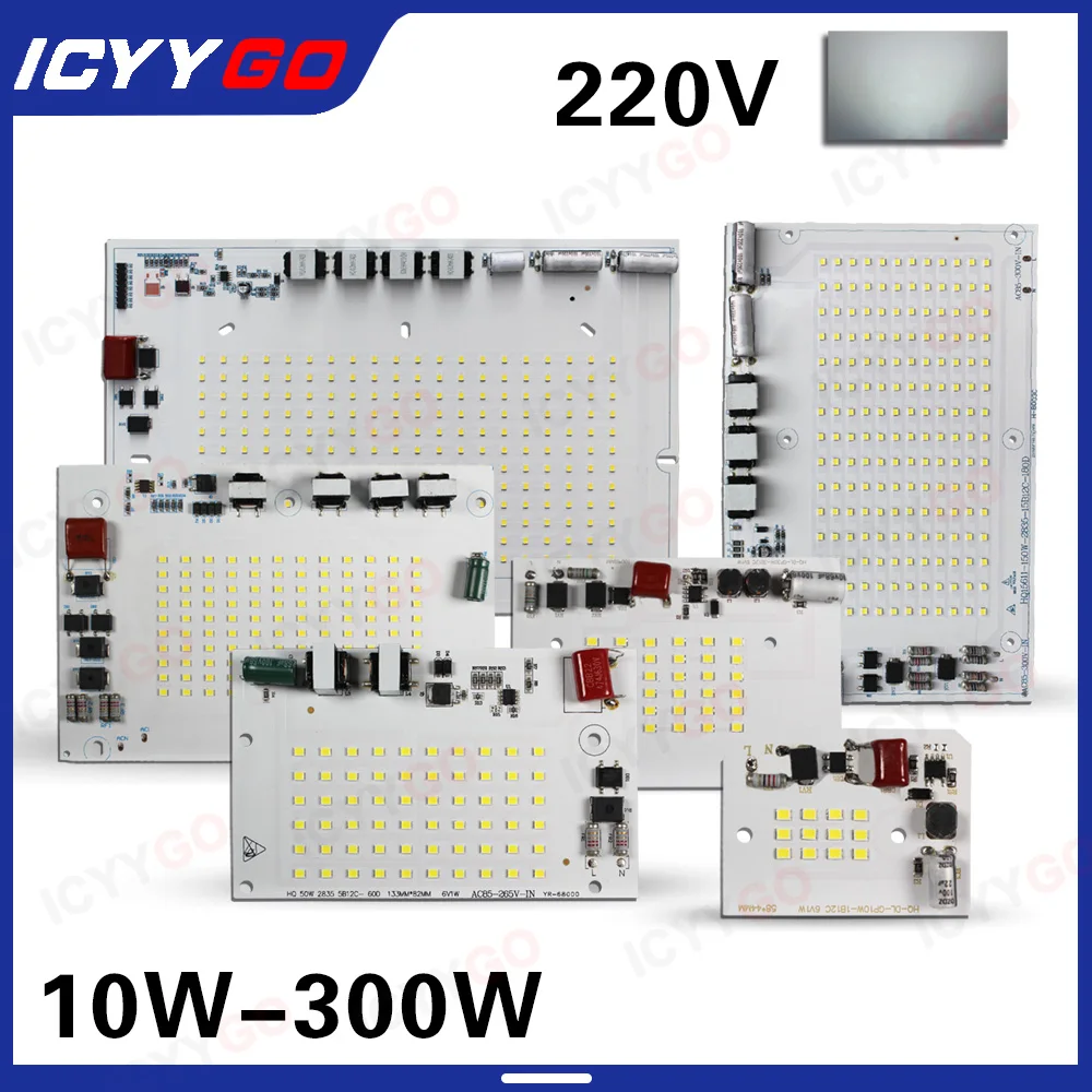 10W-300W High Power LED Light Board 220V Driver-Free White SMD 2835 Chip PCB Board Suitable For DIY Foodlight Source Board