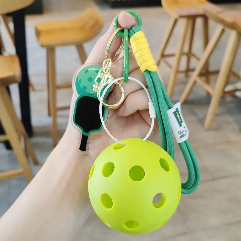 Creative Acrylic Pickleball Paddle Keychain Detachable with Lanyard Pickleball Key Ring Fitness Series Pendant Bag Accessories