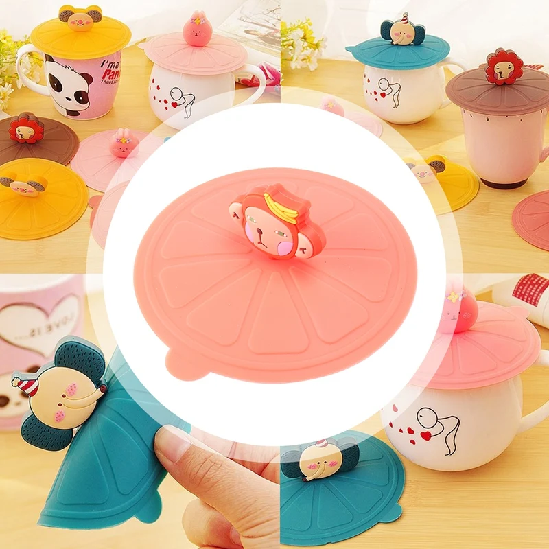 غطاء كوب من السيليكون، أغطية أكواب من السيليكون، غطاء كوب زجاجي كرتوني، أغطية أكواب مضادة للغبار قابلة لإعادة الاستخدام