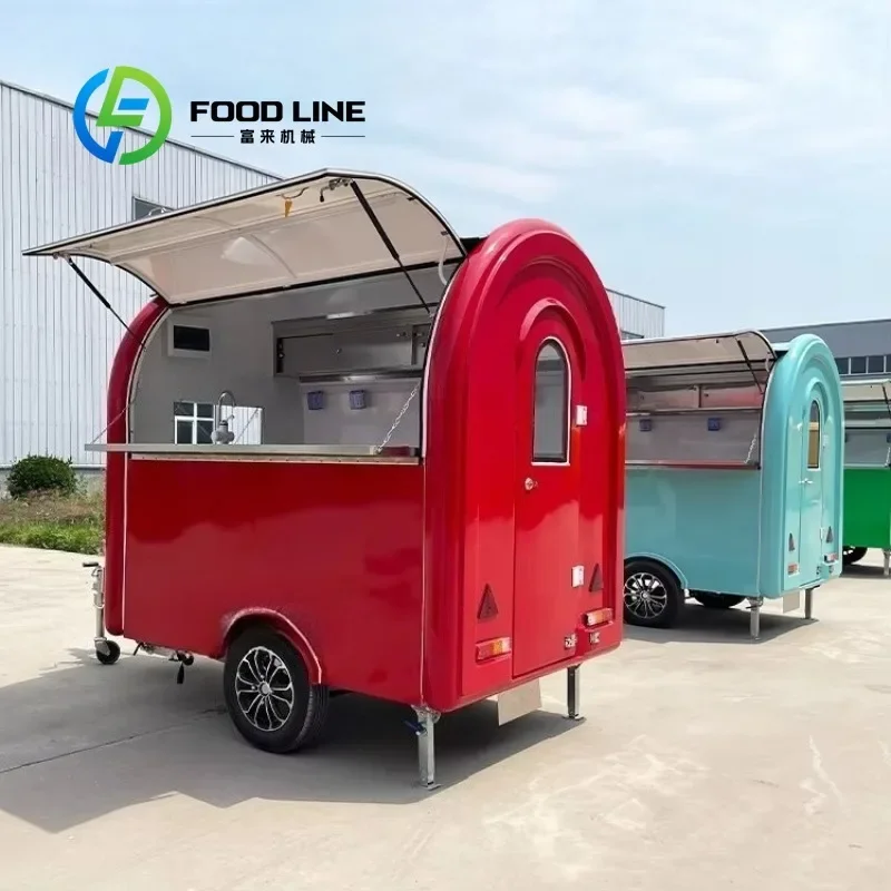 Customized Street Fast Food Trailer Mini Snack Bar Cart For Coffee Ice Cream Rotisserie Chicken Hot Dog Burger Commercial