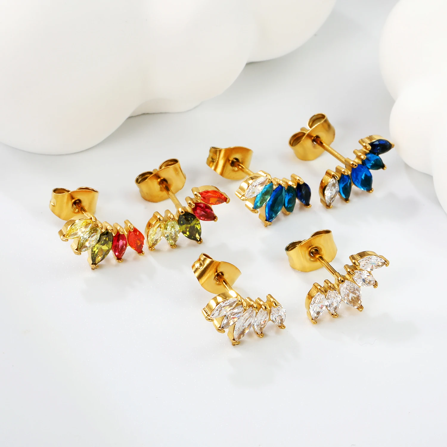 ASONSTEEL Prachtige Kleurrijke Zirconia Hanger Ketting Stud Oorbel Roestvrij Staal Voor Vrouwen Sieraden Mode Accessoires