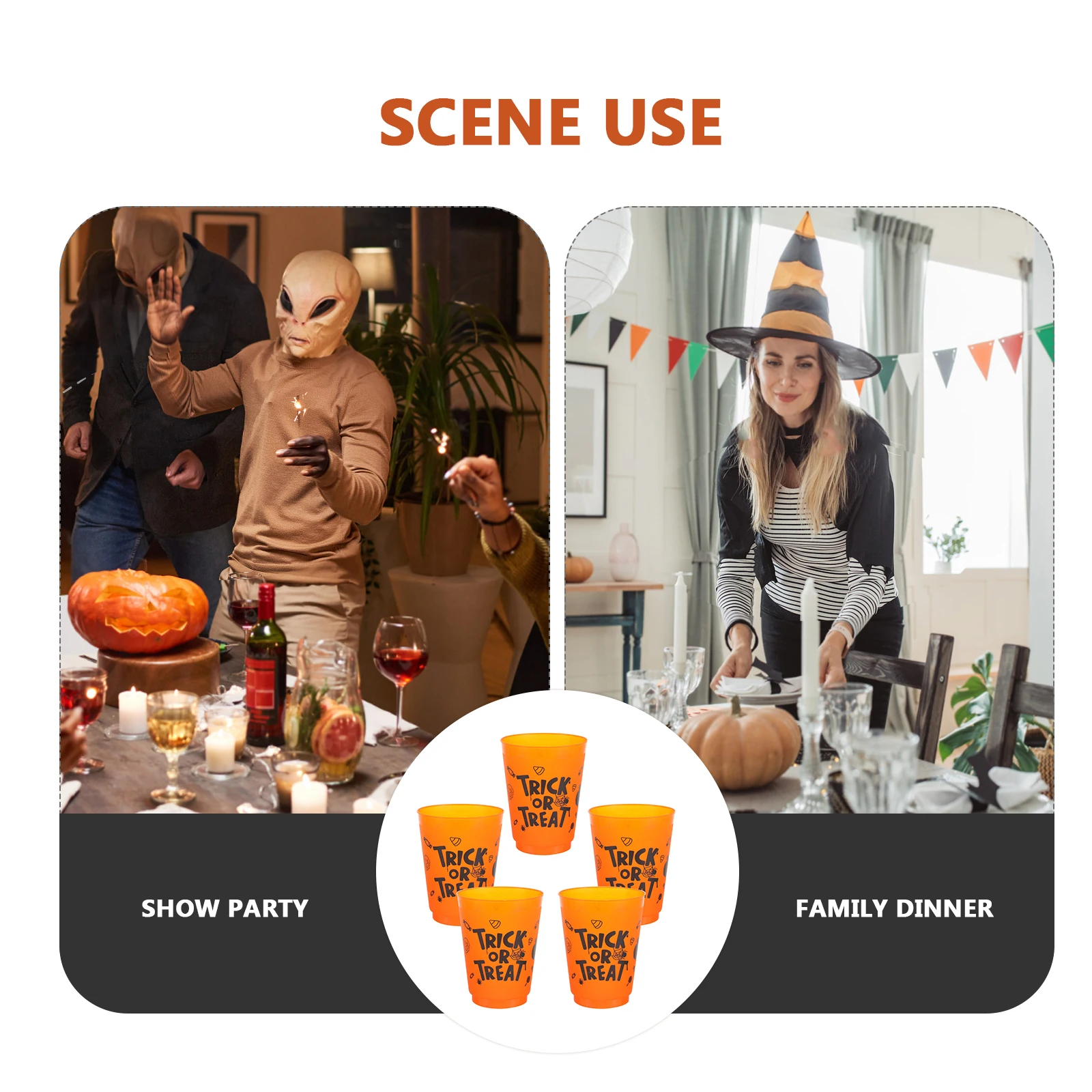 

5 Pcs Halloween Party Ghost Juice Cups Plastic Drink Cups Reusable Multicolor Green Purple Sink